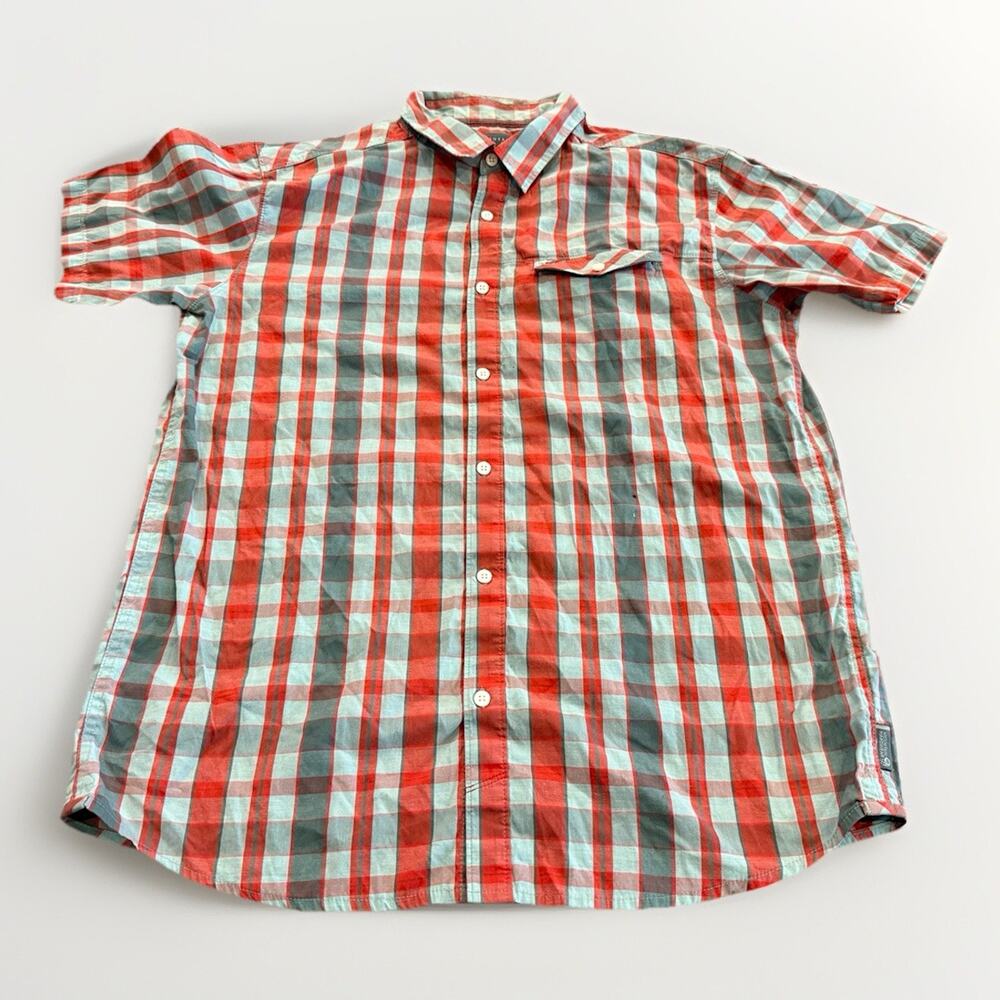 Mountain Hardwear Mens Multicolor Plaid Short Sleeve Button Up Shirt Size L